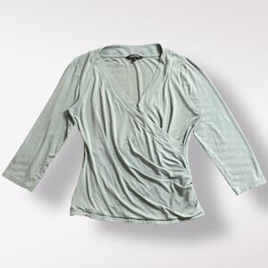 Lauren Ralph Lauren Wrap-Style‎ Jersey Top In Soft Laurel Womens Size L